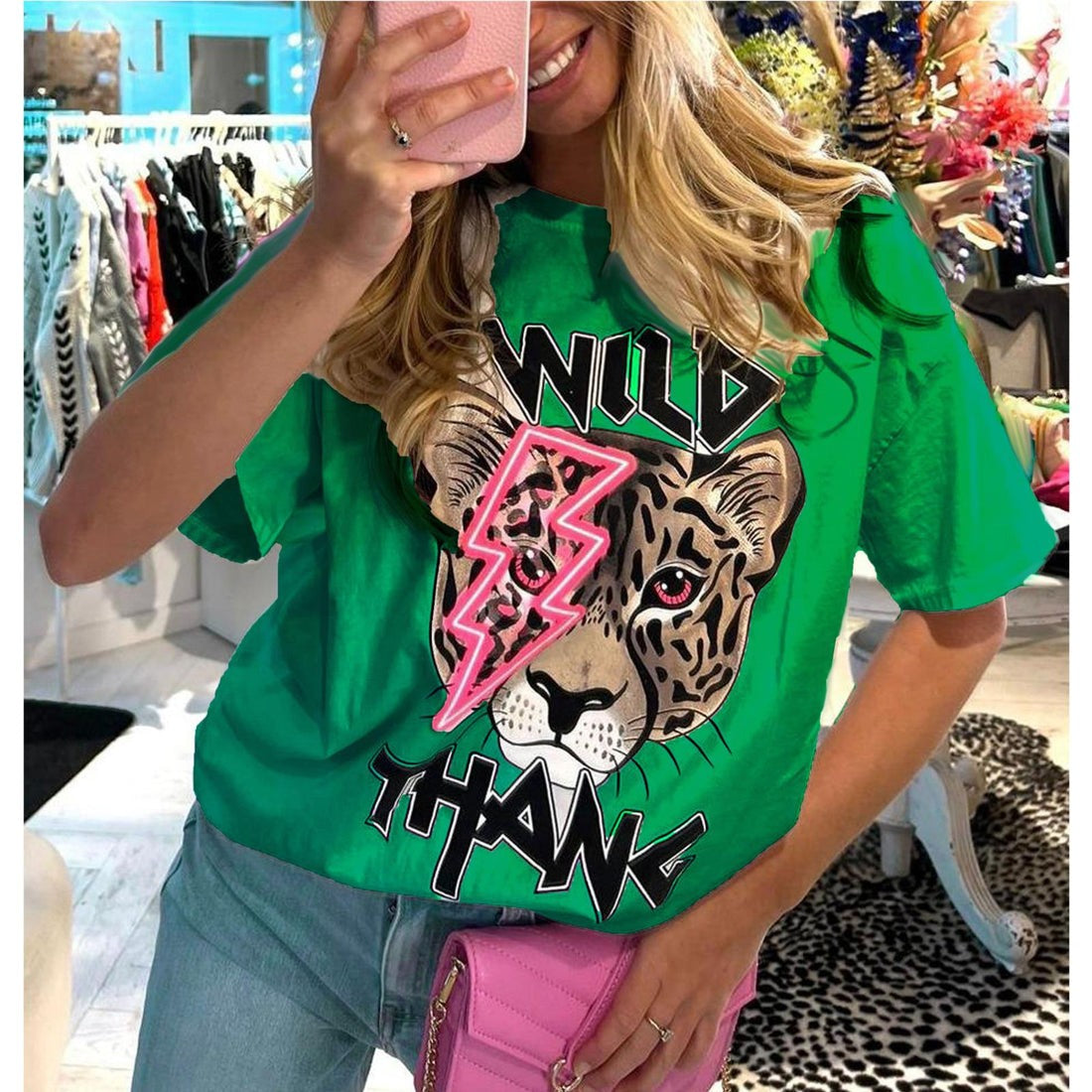 Amara Oversized Tiger Lightning Graphic Tee