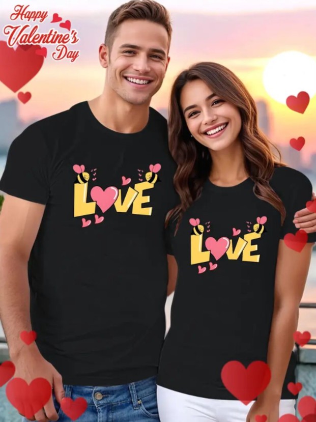 Amoria Valentine Graphic Couple T-Shirt