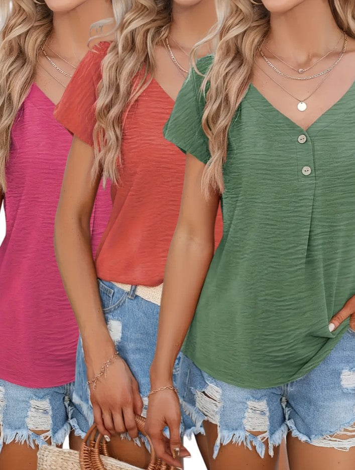 Aurielle 3-Piece Button Blouse Set