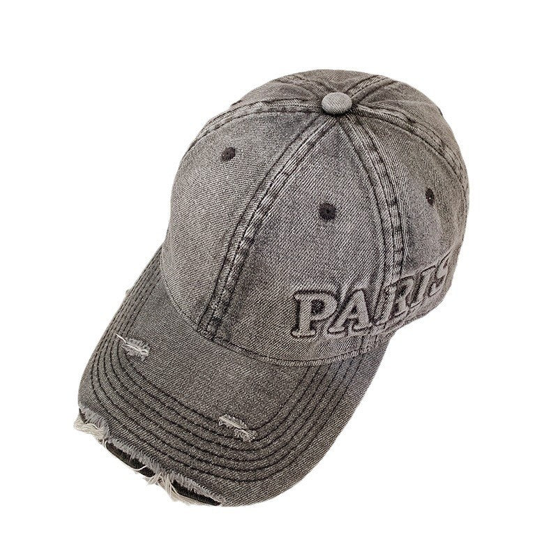 Kaela Distressed Washed Denim Baseball Cap