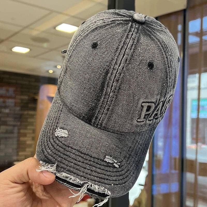 Kaela Distressed Washed Denim Baseball Cap