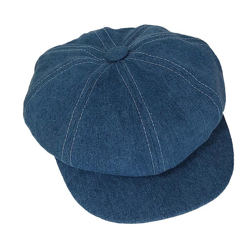 Liora Dark Blue Denim Octagonal Cap