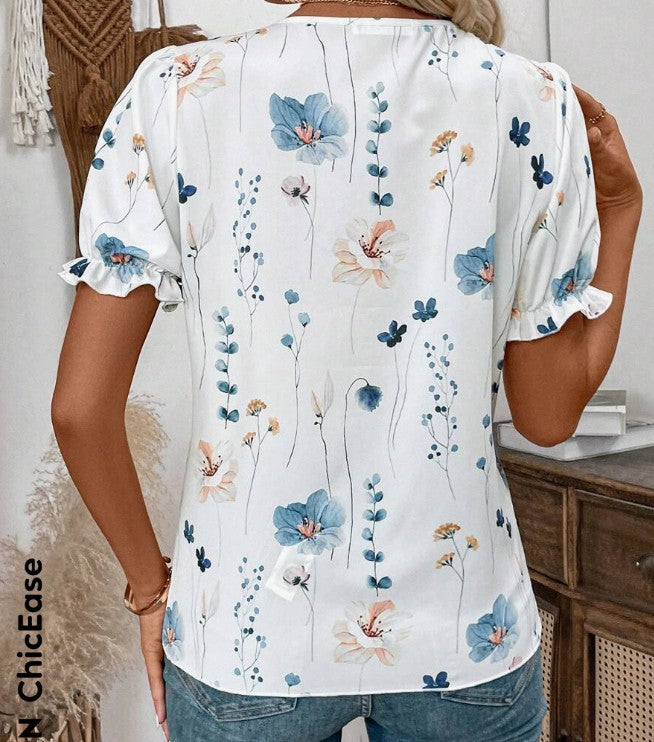 Liora Floral Lace Puff Sleeve Blouse