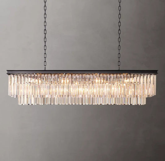 1920s Odeon Rectangular Crystal Chandelier