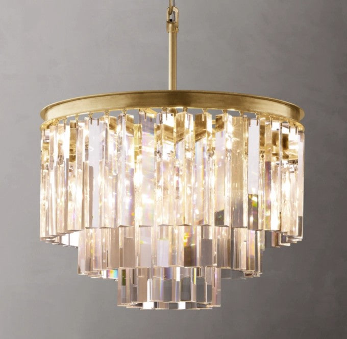 1920s Odeon Round Crystal Chandelier
