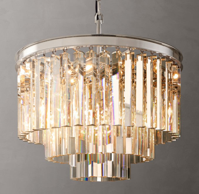1920s Odeon Round Crystal Chandelier