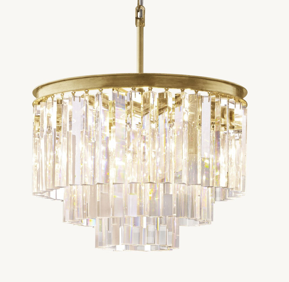 1920s Odeon Round Crystal Chandelier
