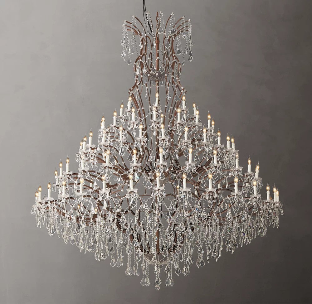 19th Century Rococo Iron and Crystal Grand Chandelier