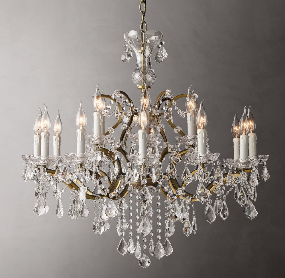 19th Century Rococo Iron and Crystal Round Chandelier