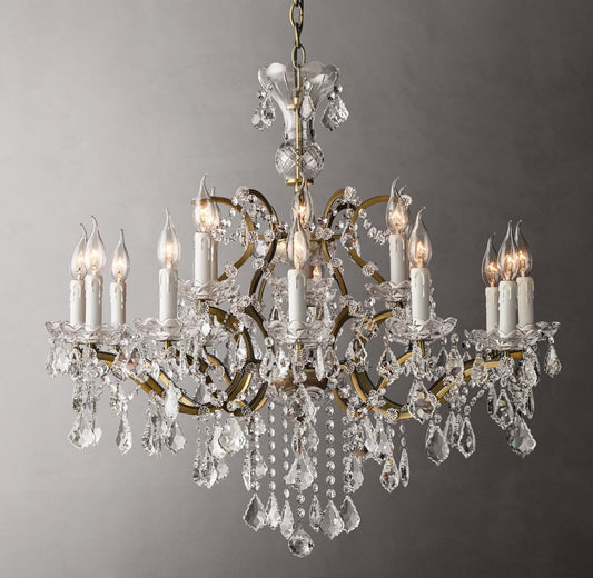 19th Century Rococo Iron and Crystal Round Chandelier