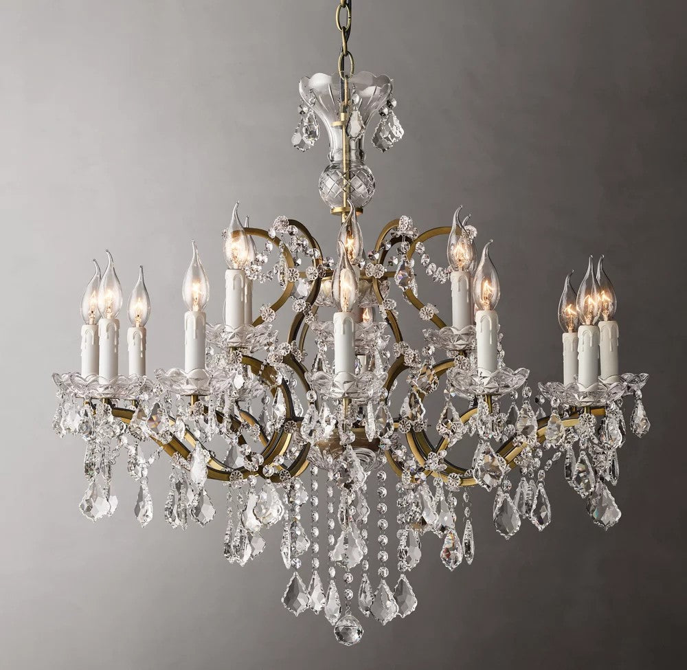 19th Century Rococo Iron and Crystal Round Chandelier