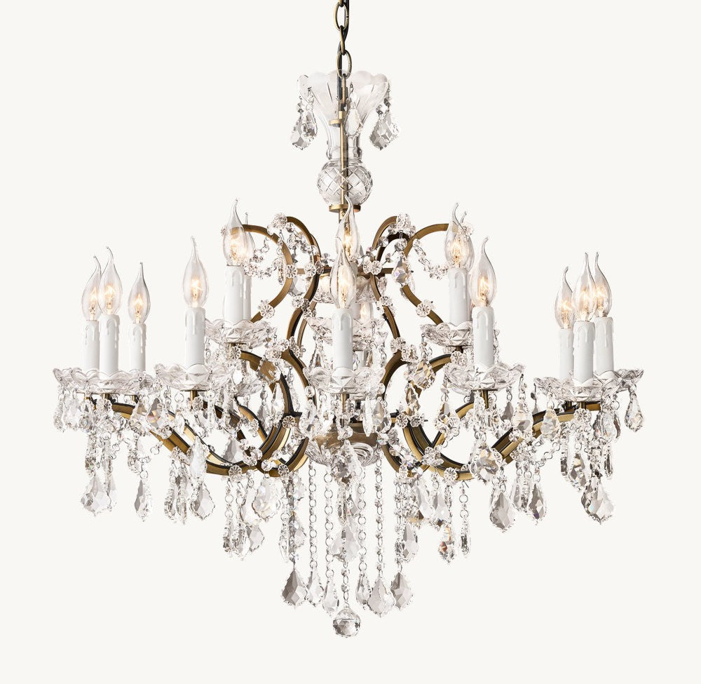 19th Century Rococo Iron and Crystal Round Chandelier