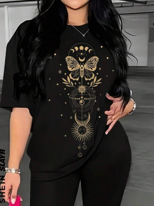 Adara Oversized Butterfly Print Graphic T-Shirt
