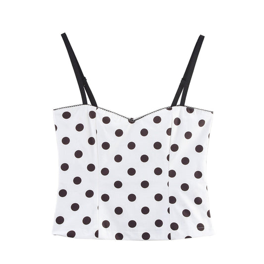 Aveline Retro Polka Dot Corset Strap Top