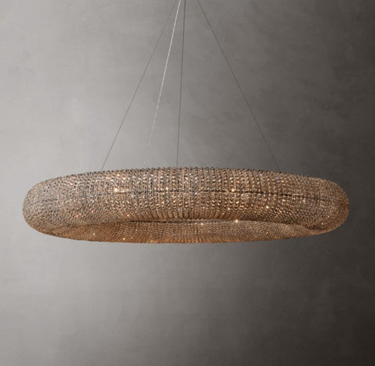 Crystal Halo Smoke Round LED Chandelier