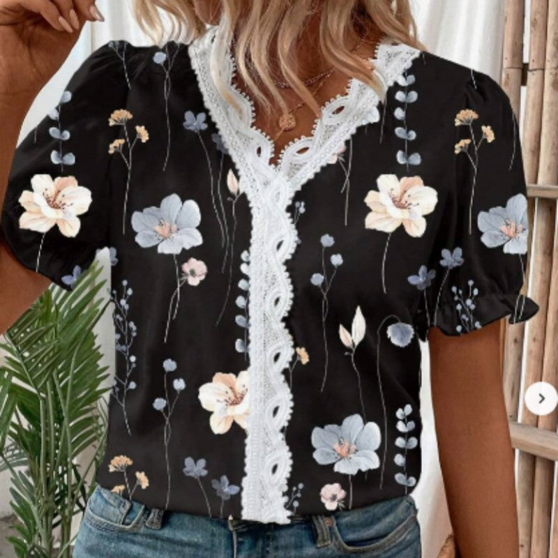 Liora Floral Lace Puff Sleeve Blouse