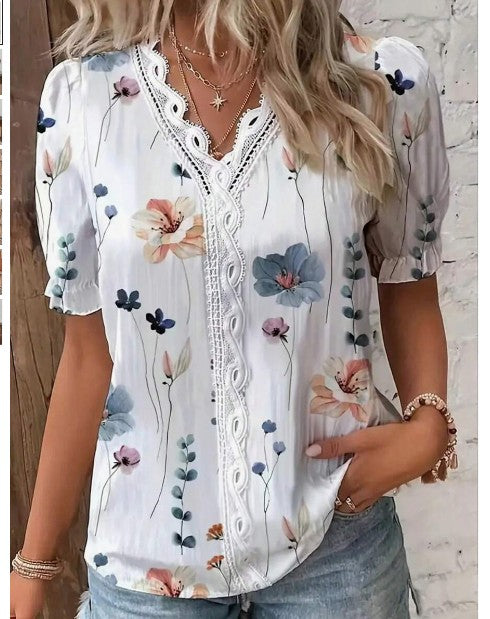Liora Floral Lace Puff Sleeve Blouse