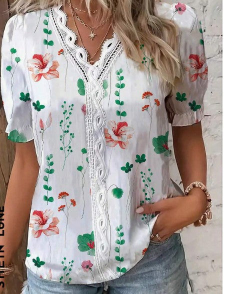 Liora Floral Lace Puff Sleeve Blouse