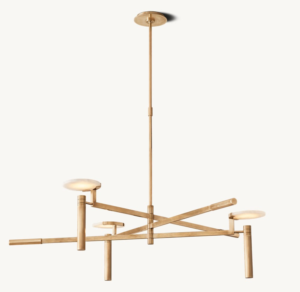 Melange Brass and Alabaster Round Chandelier