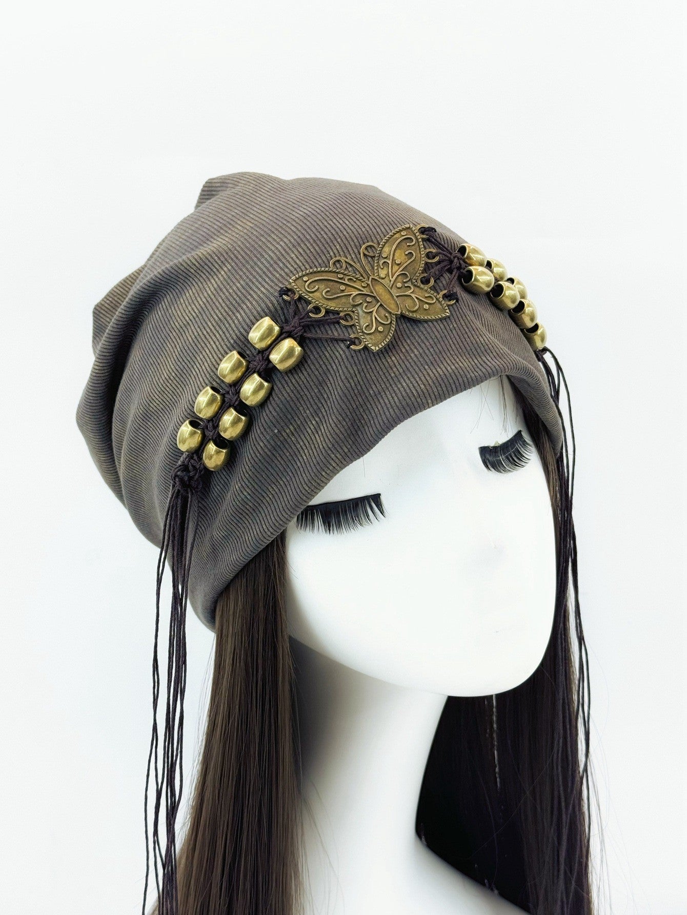 Neriya Boho Tie-Dye Beaded Tassel Beanie