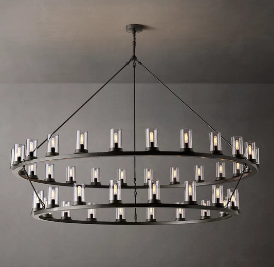 Ondra Two-Tier Clear Glass Round Chandelier