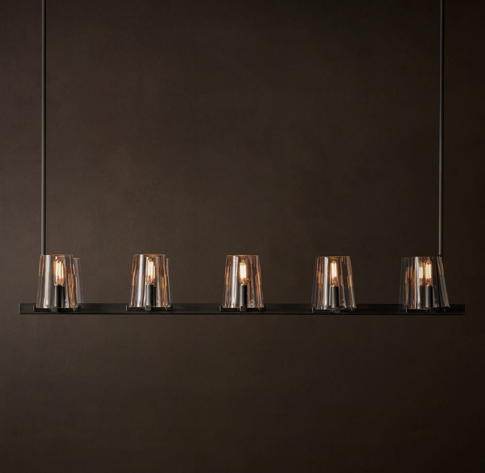 Pauillac Linear Glass and Brass Chandelier