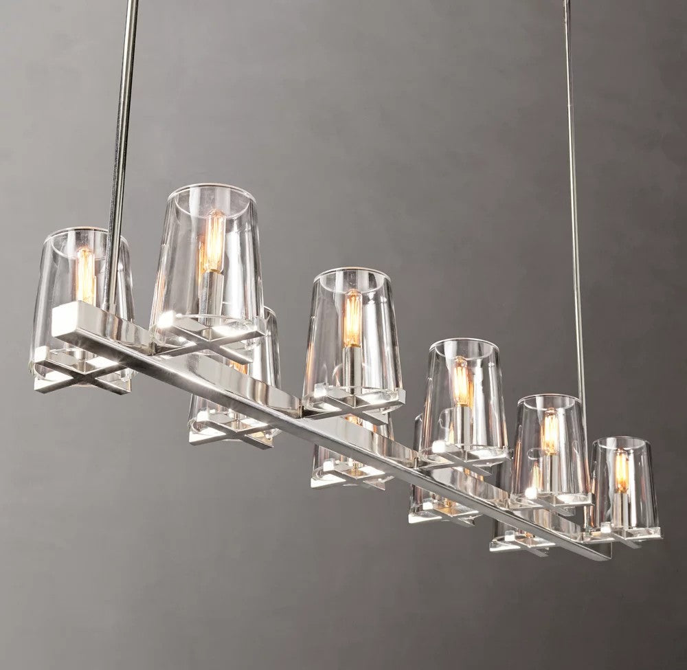 Pauillac Linear Glass and Brass Chandelier