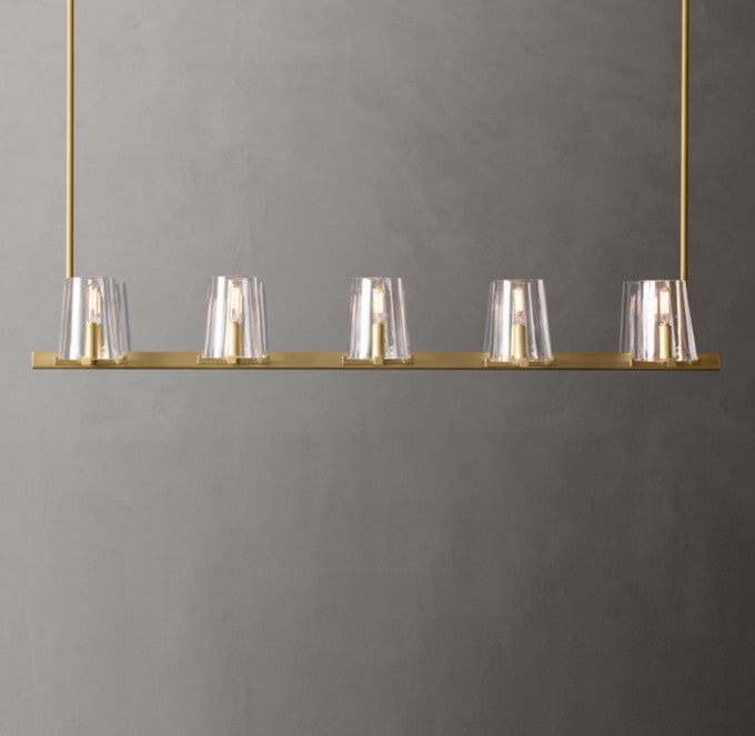 Pauillac Linear Glass and Brass Chandelier