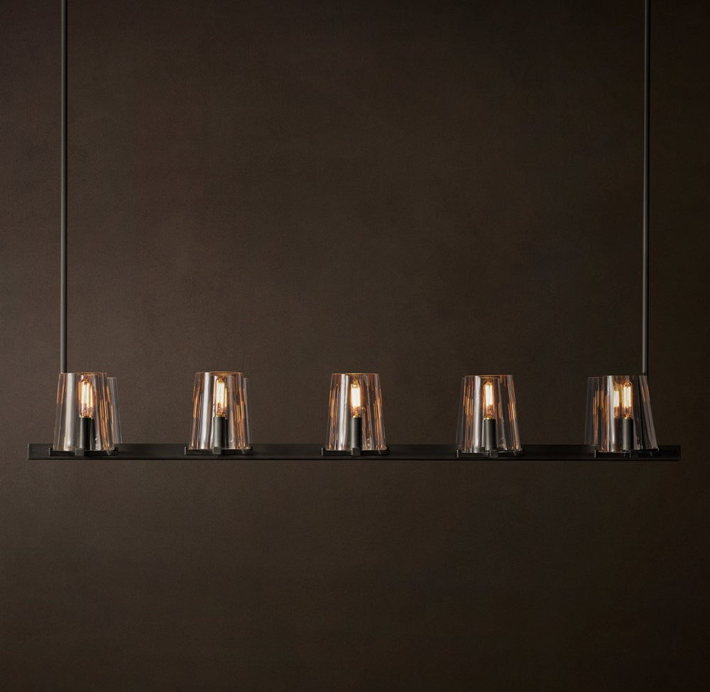 Pauillac Linear Glass and Brass Chandelier