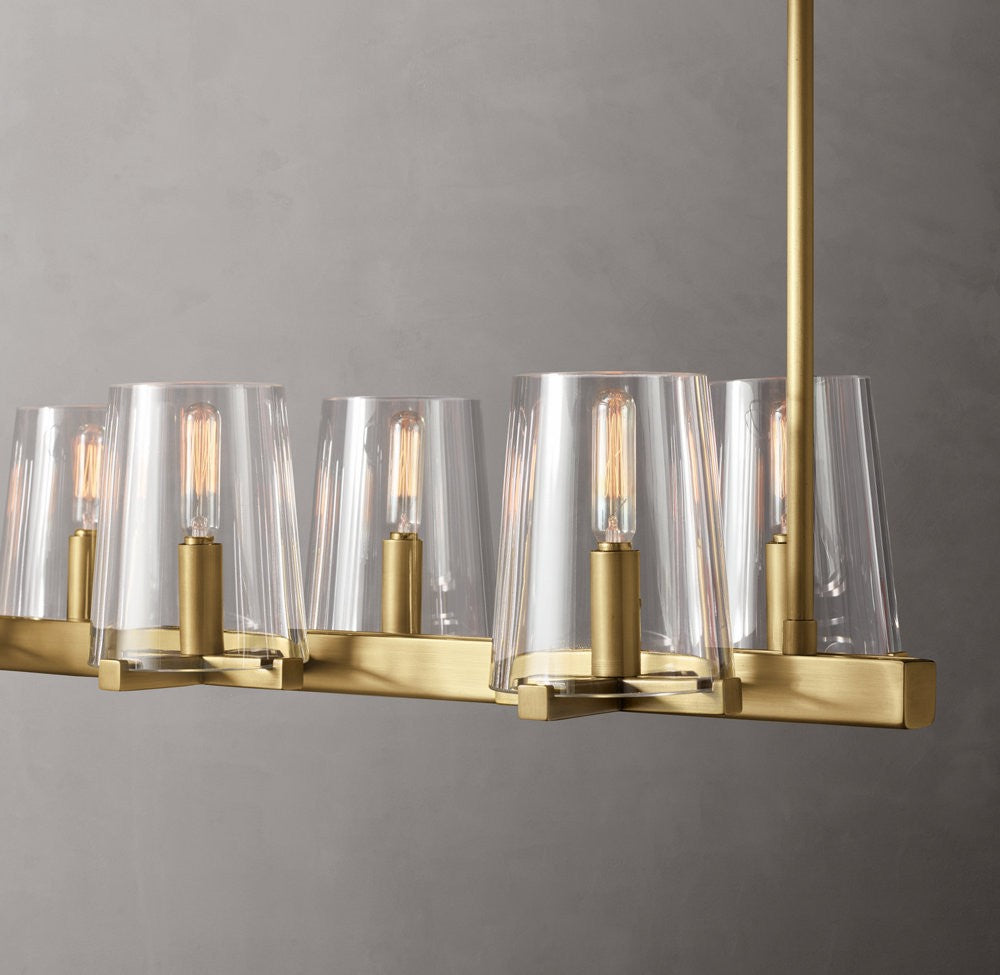 Pauillac Linear Glass and Brass Chandelier