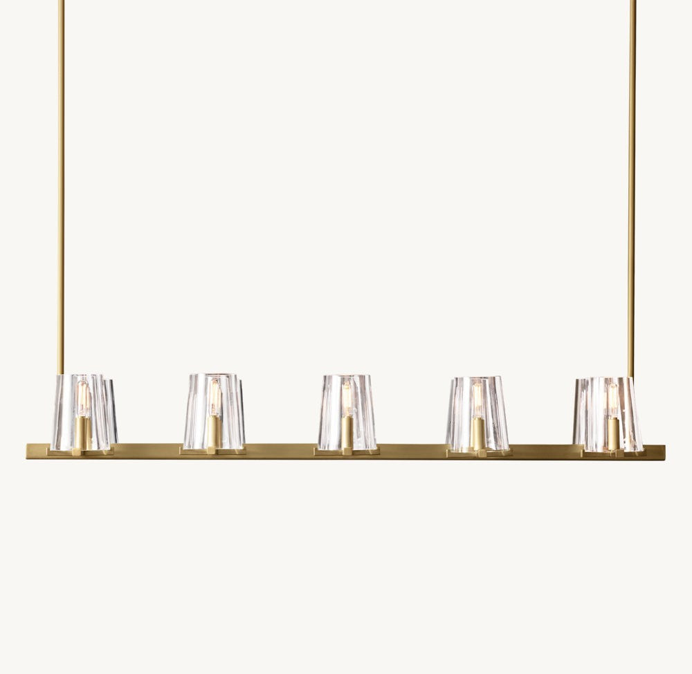 Pauillac Linear Glass and Brass Chandelier