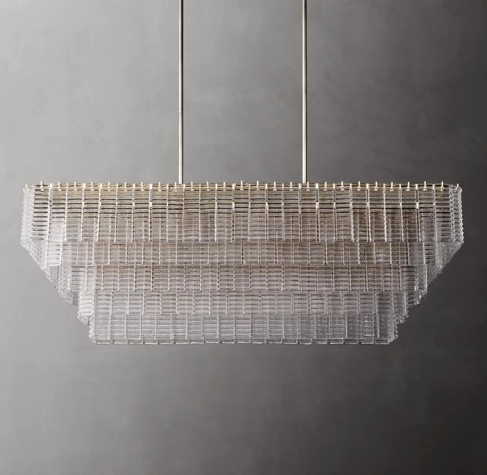 Sirene Rectangular Textured Glass Chandelier