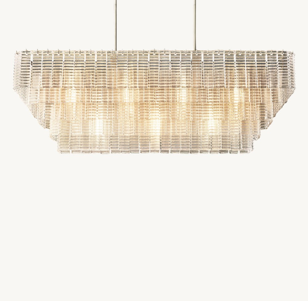 Sirene Rectangular Textured Glass Chandelier
