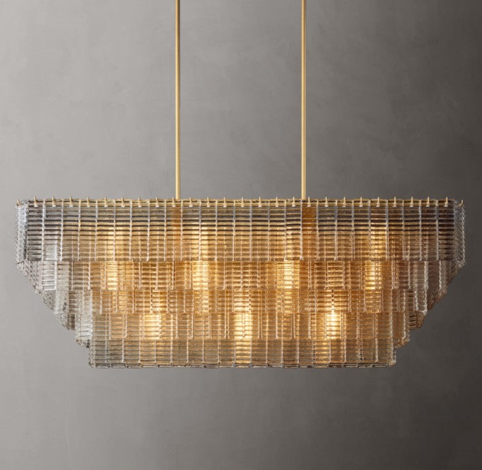 Sirene Rectangular Textured Glass Chandelier