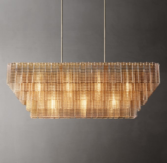 Sirene Rectangular Textured Glass Chandelier