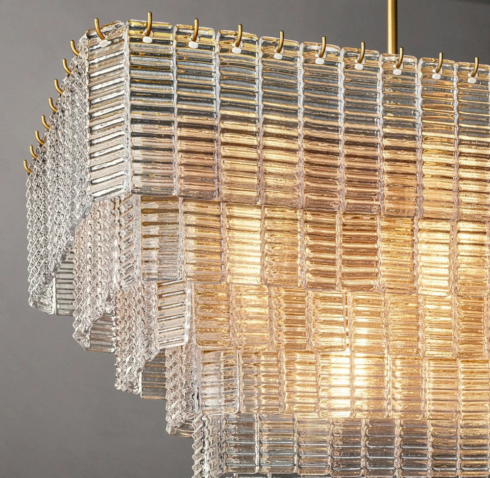 Sirene Rectangular Textured Glass Chandelier