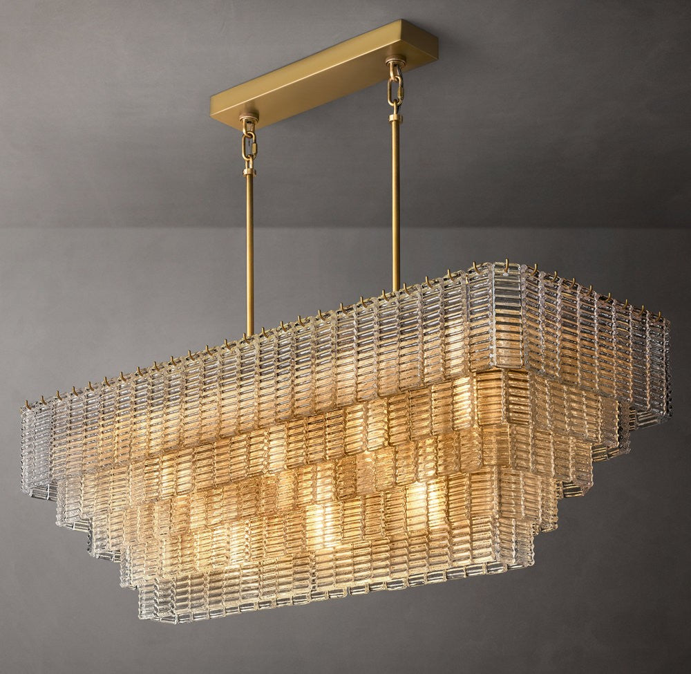 Sirene Rectangular Textured Glass Chandelier