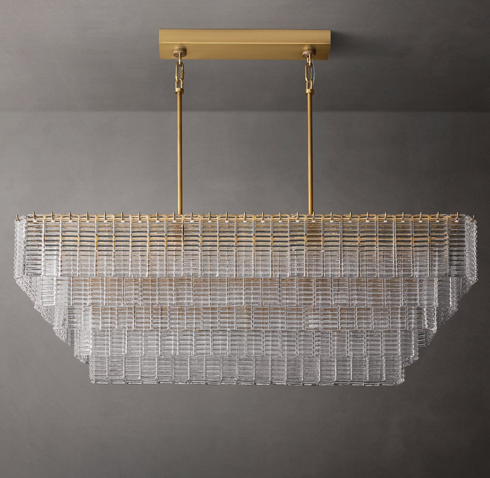 Sirene Rectangular Textured Glass Chandelier