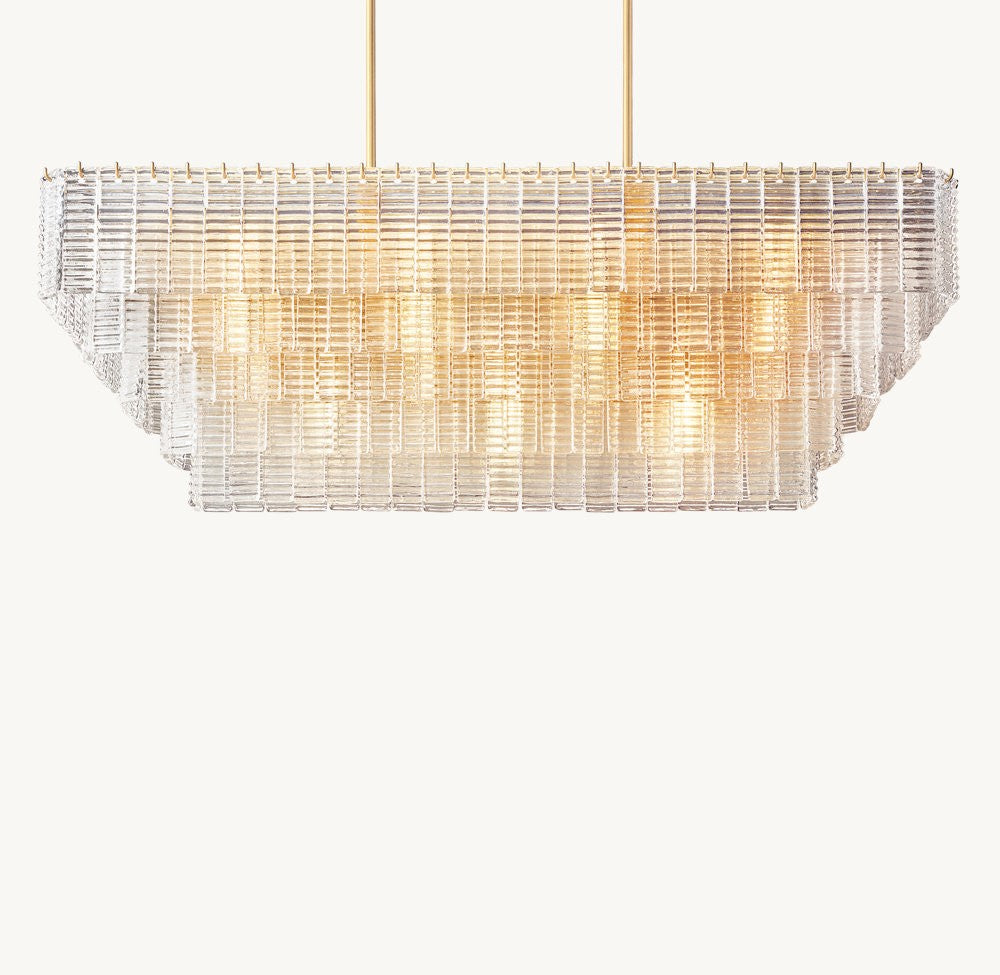 Sirene Rectangular Textured Glass Chandelier