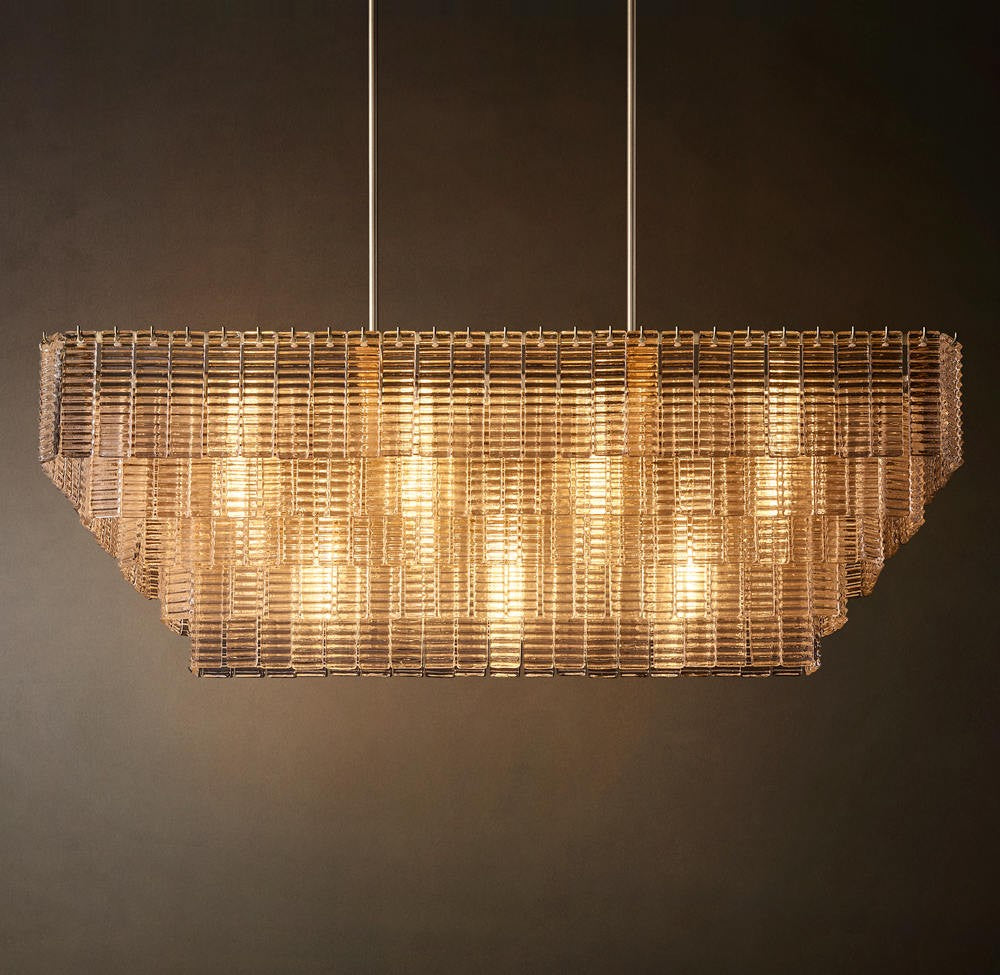 Sirene Rectangular Textured Glass Chandelier