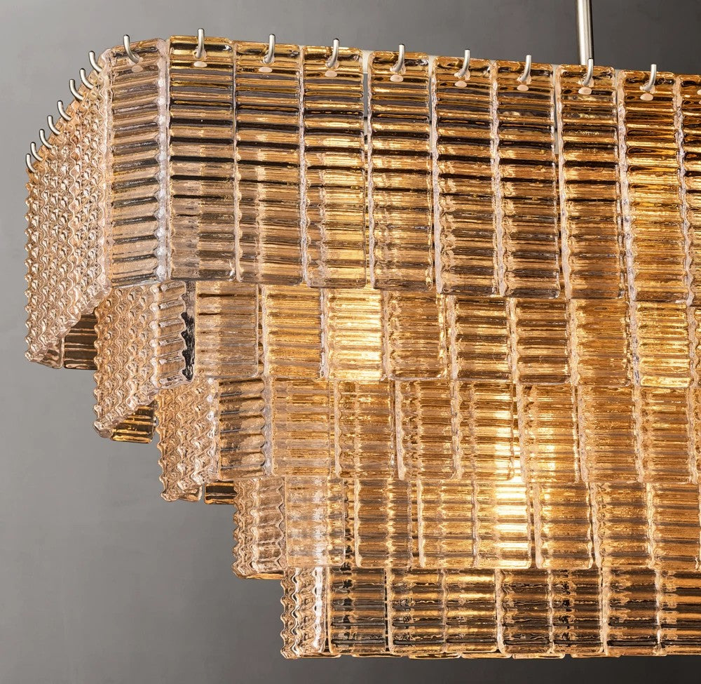Sirene Rectangular Textured Glass Chandelier