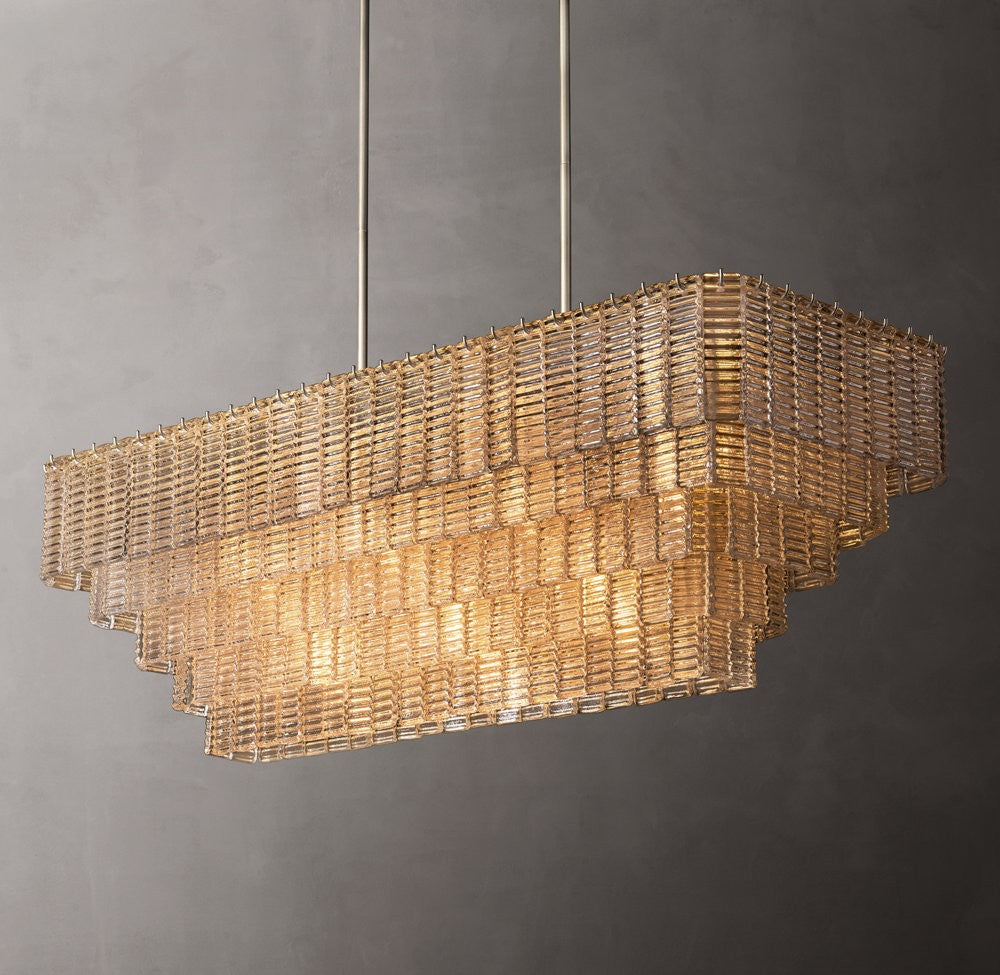 Sirene Rectangular Textured Glass Chandelier