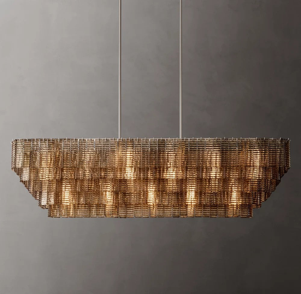 Sirene Smoke Glass Rectangular Chandelier