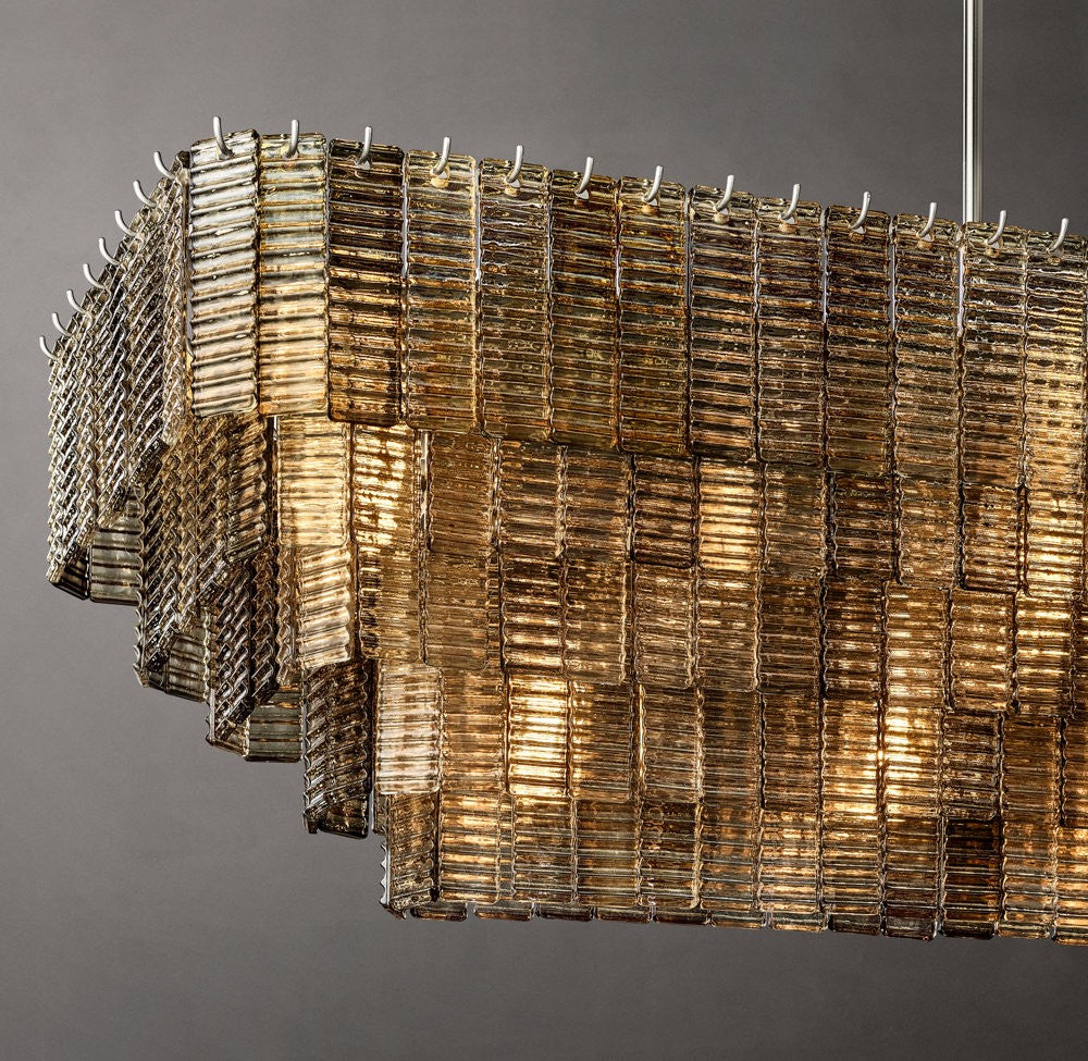 Sirene Smoke Glass Rectangular Chandelier