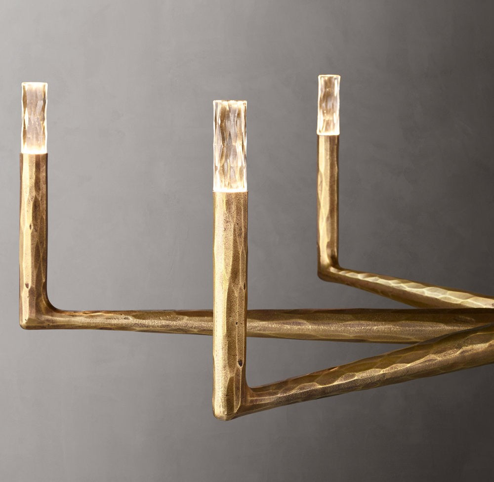 Thaddeus Forged Metal and Cast Glass Round Chandelier