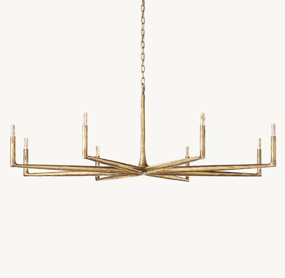 Thaddeus Forged Metal and Cast Glass Round Chandelier