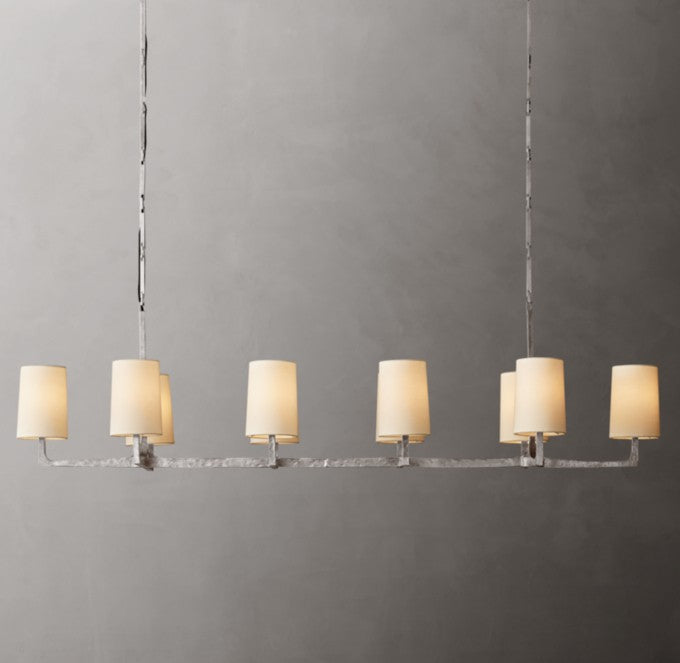Wright Linear Hammered Metal Chandelier