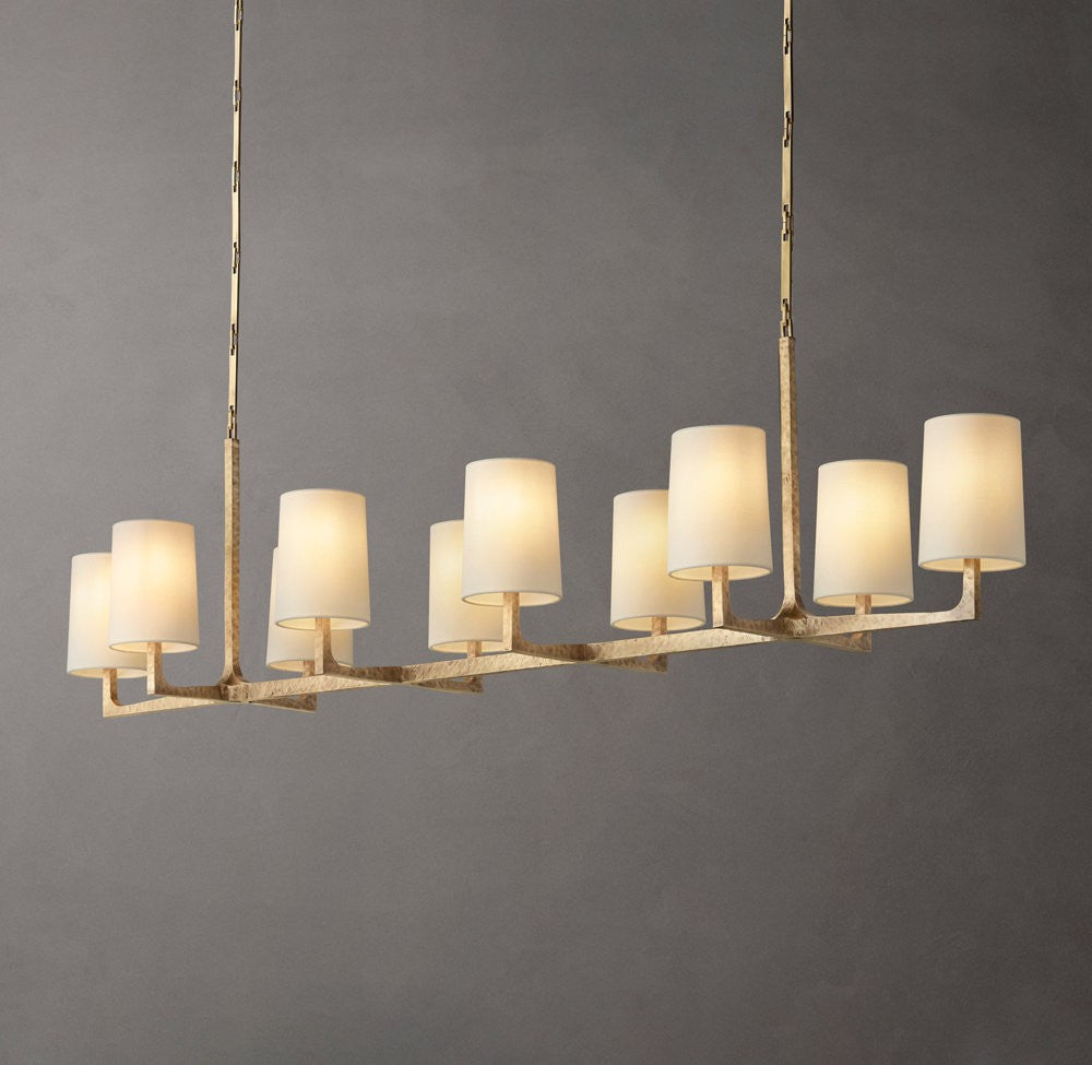 Wright Linear Hammered Metal Chandelier