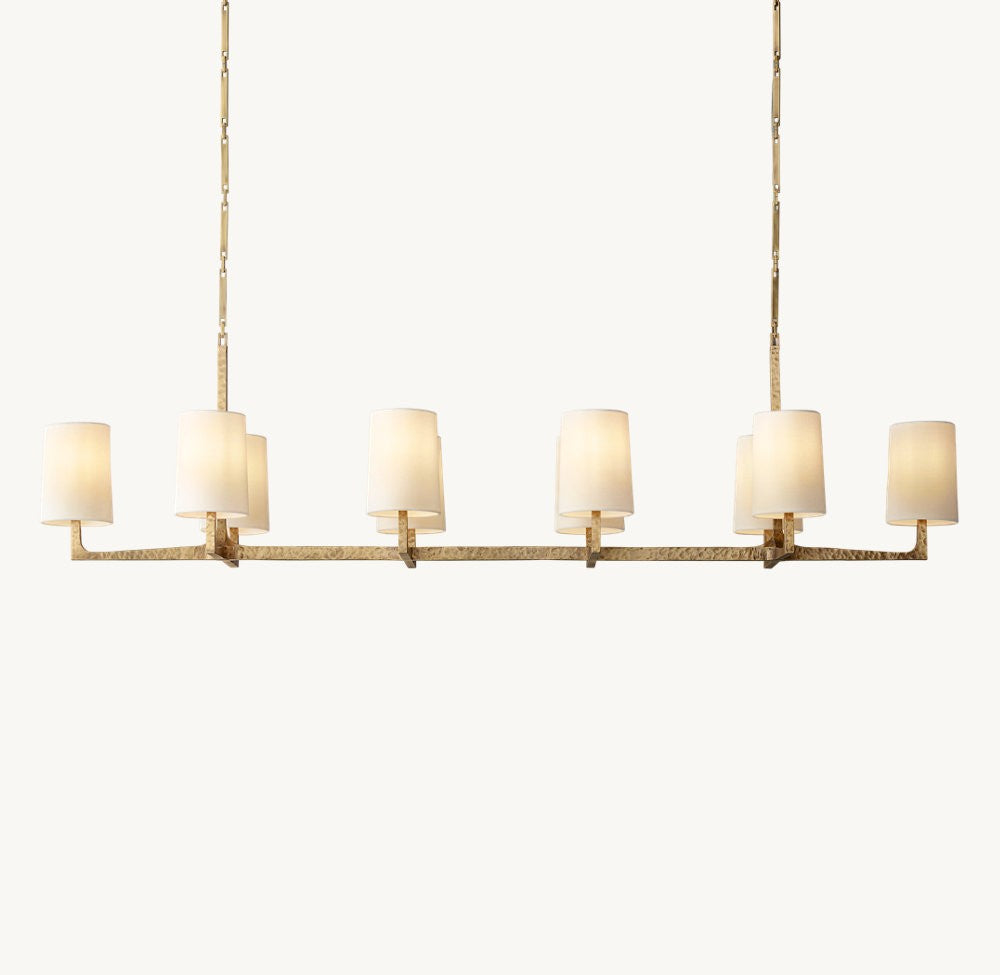 Wright Linear Hammered Metal Chandelier