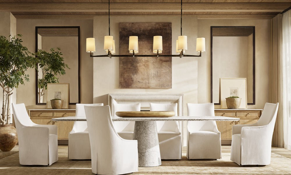 Wright Linear Hammered Metal Chandelier